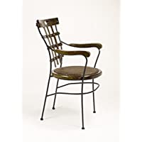 Los mejores  - LEBER Sillón YAKARTA Estilo rústico de forja con Madera teka y Asiento ratán.